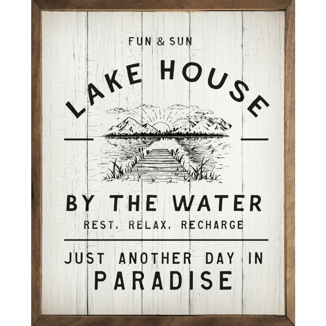 Fun & Sun Lake House Wood Framed Print