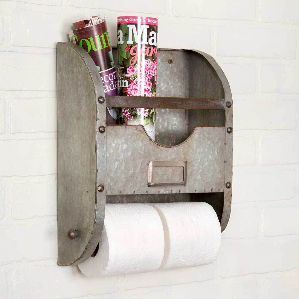 Galvanized Metal Toilet Paper Wall Basket