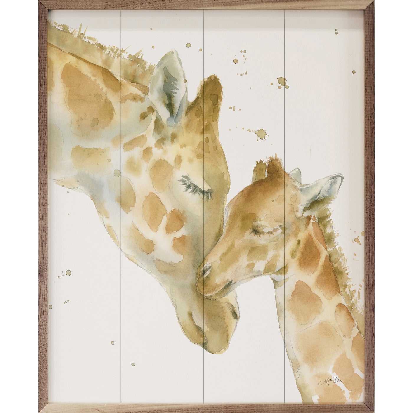 Giraffe Love By Katrina Pete Wood Framed Print