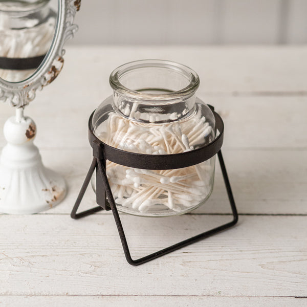 Glass Jar With Metal Stand