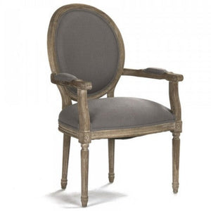 Grey Linen Medallion Arm Chair