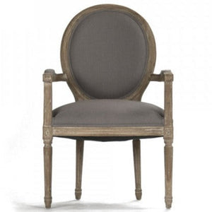 Grey Linen Medallion Arm Chair