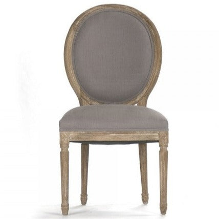 Grey Linen Medallion Side Chair