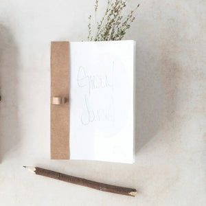 Hand Made Paper Journal With Carved Wood Pencil Set