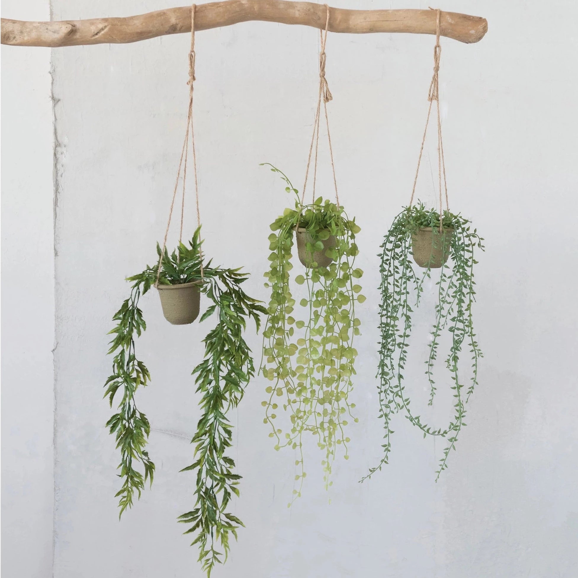 Hanging Faux Plant In Paper Mache Pot