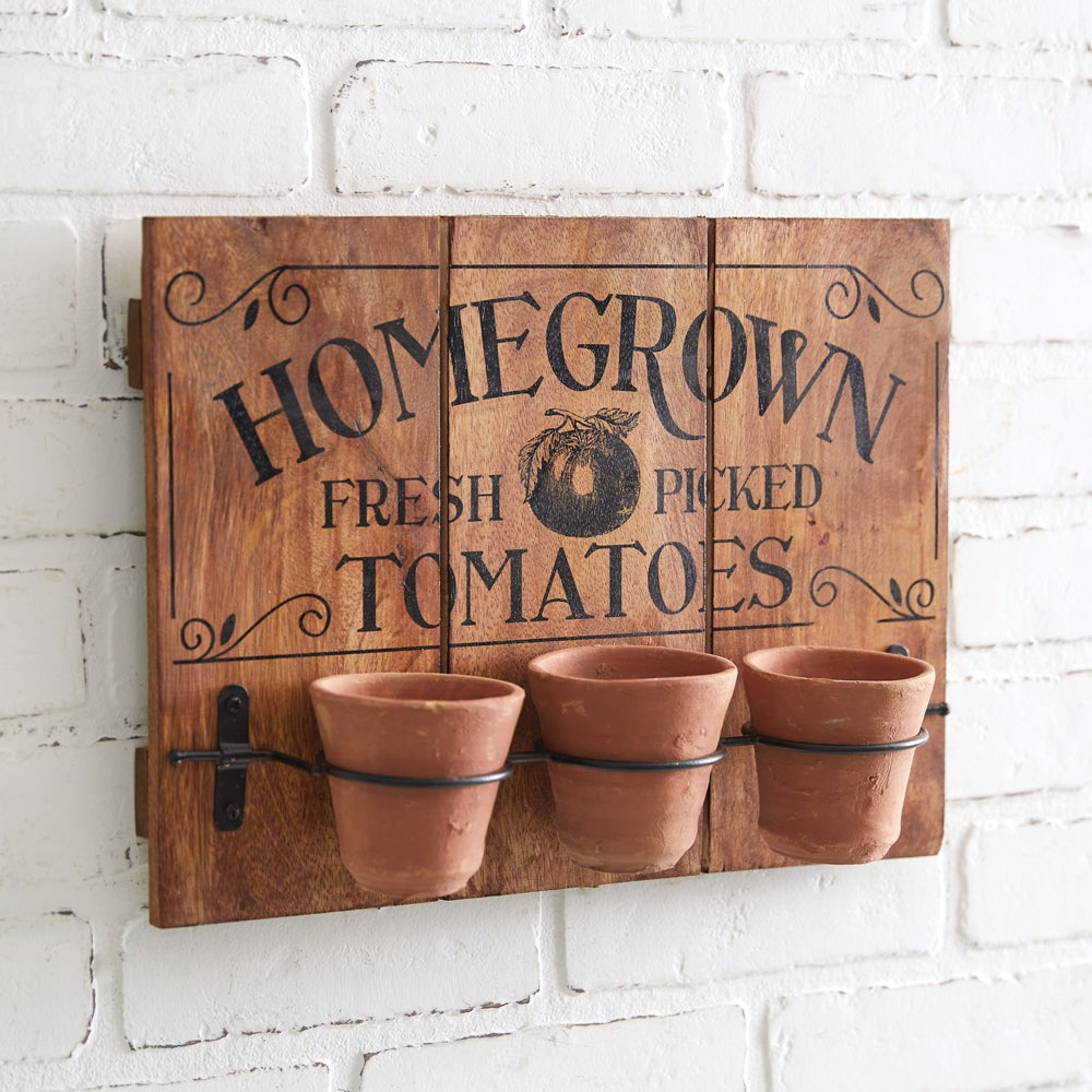Homegrown Tomatoes Sign with Hanging Pots
