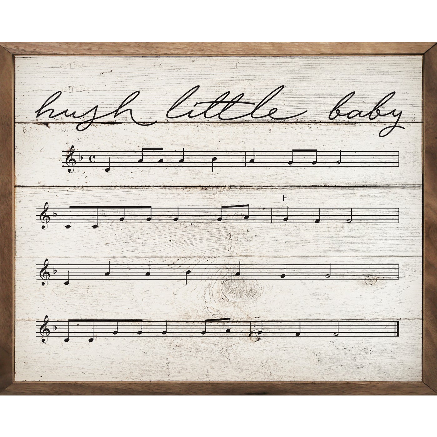 Hush Little Baby Sheet Music Wood Framed Print