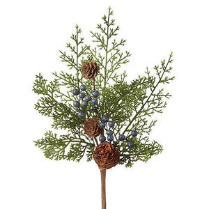 Iced Pine Spray With Pinecones & Blueberries