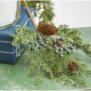 Iced Pine Spray With Pinecones & Blueberries