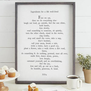 Ingredients For A Life Well Lived Wood Print