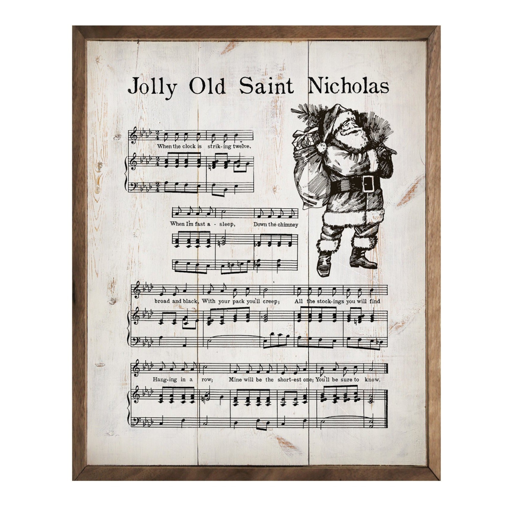 Jolly St. Nick Sheet Music Wood Framed Print | A Cottage in the City jolly-st-nick-sheet-music-wood-framed-print-a-cottage-in-the-city
