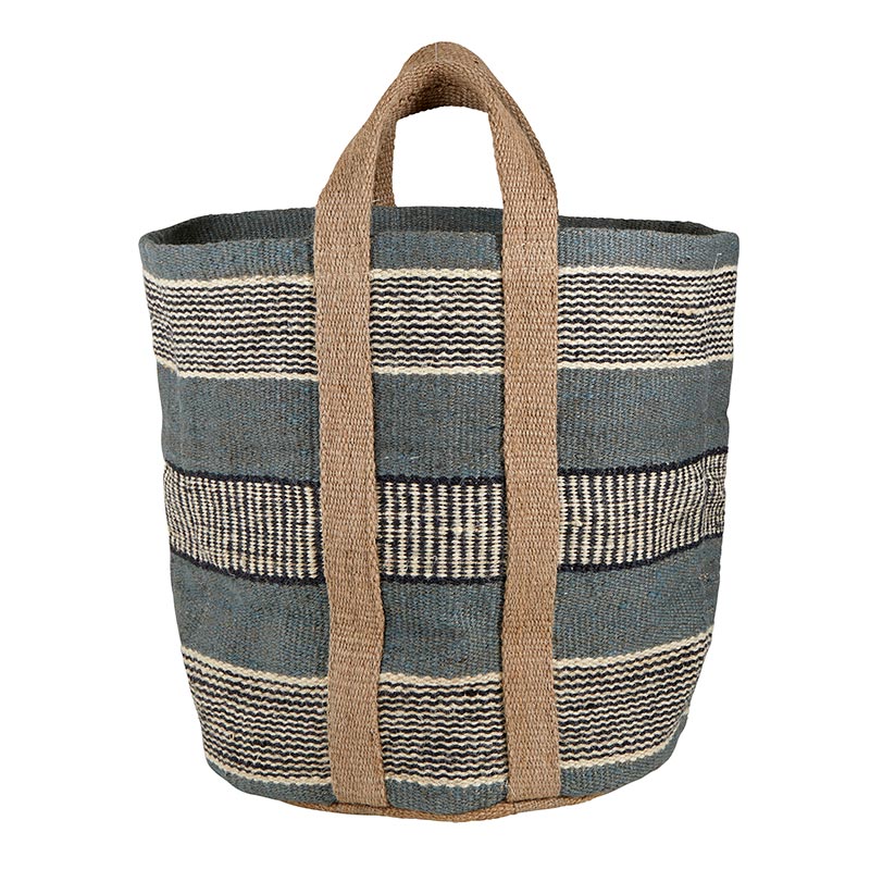 Jute Grey &amp; Natural Striped Bag