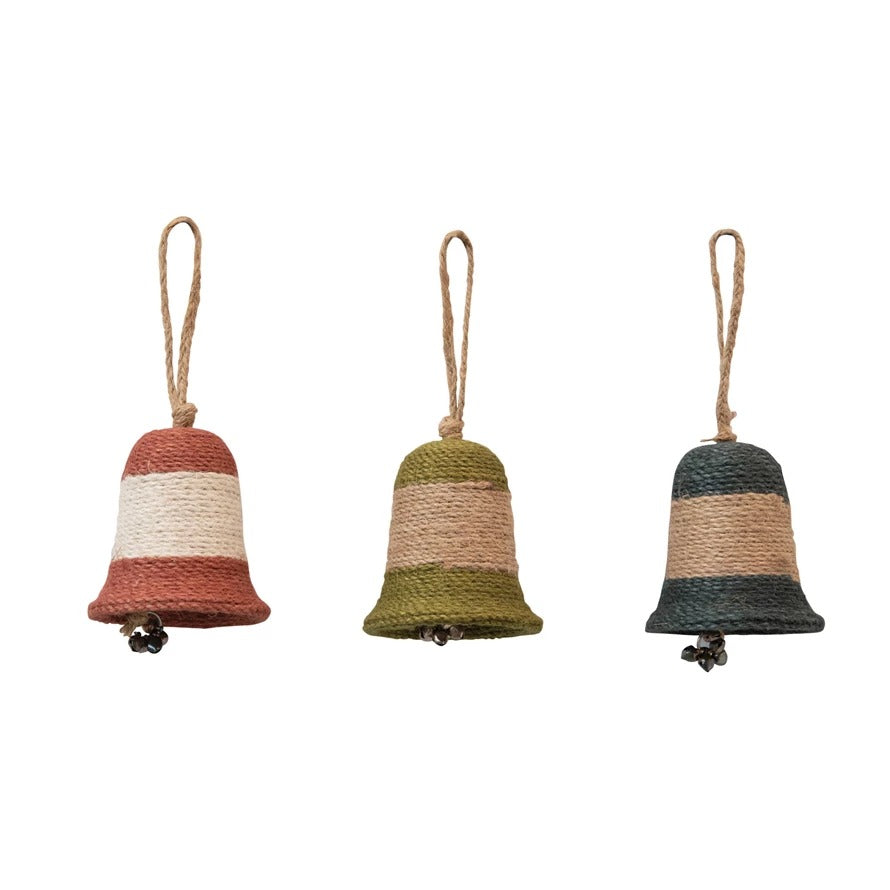 Jute Wrapped Metal Bell Ornament