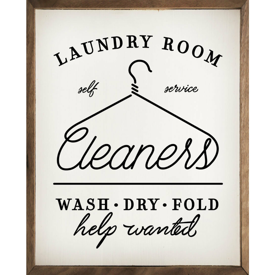 Laundry Room Self Service Cleaners Wood Framed Print