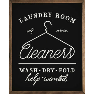 Laundry Room Self Service Cleaners Wood Framed Print