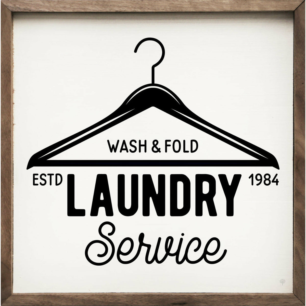 Laundry Service Hanger Wood Framed Print
