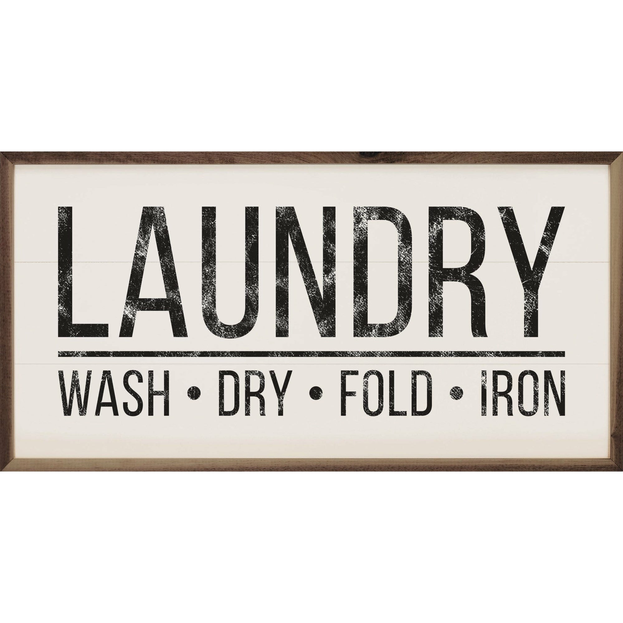 Laundry Wash Dry Fold Iron Wood Framed Print