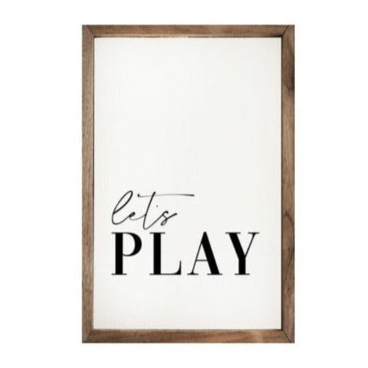 Let&#39;s Play White Wood Framed Print