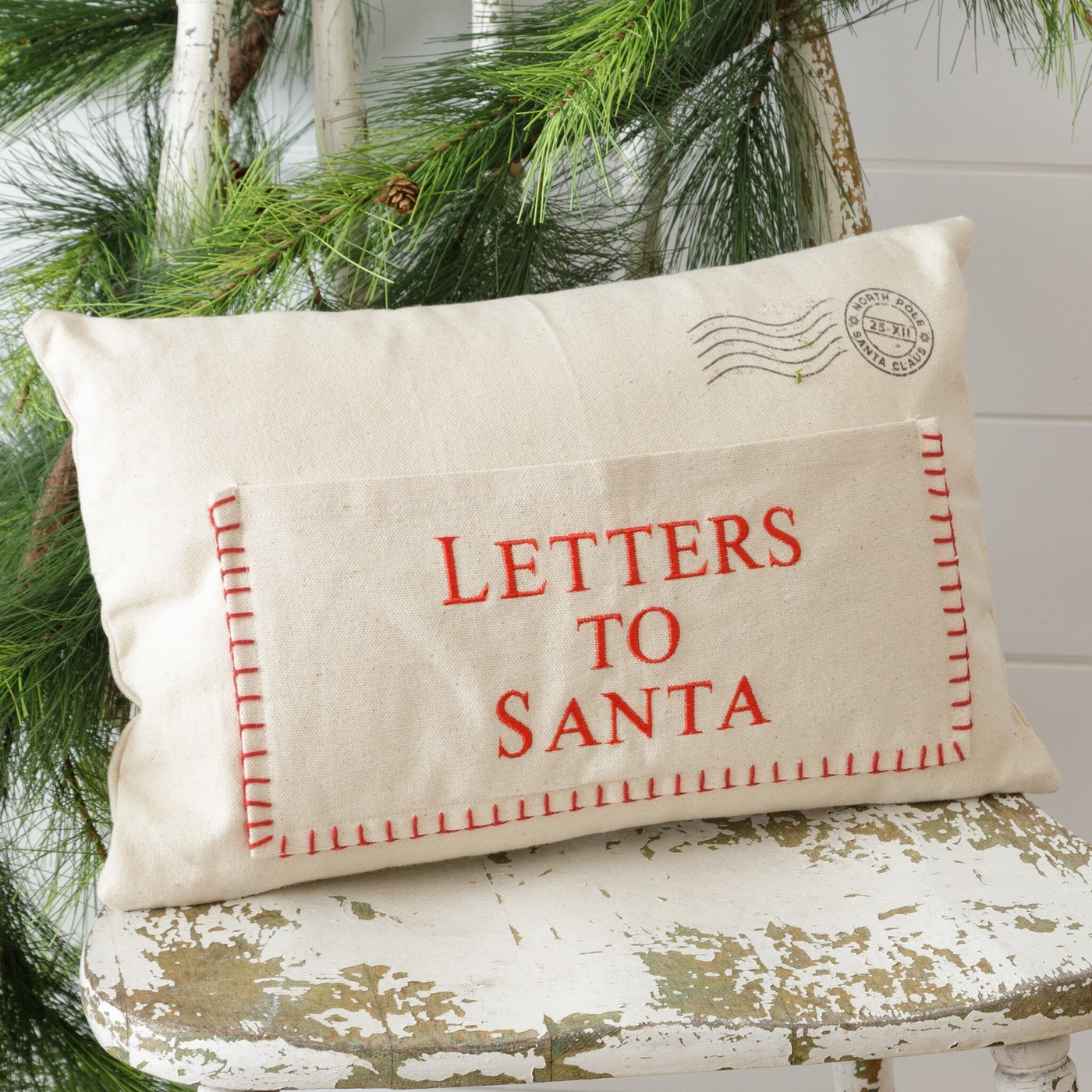Letters To Santa Embroidered Pillow