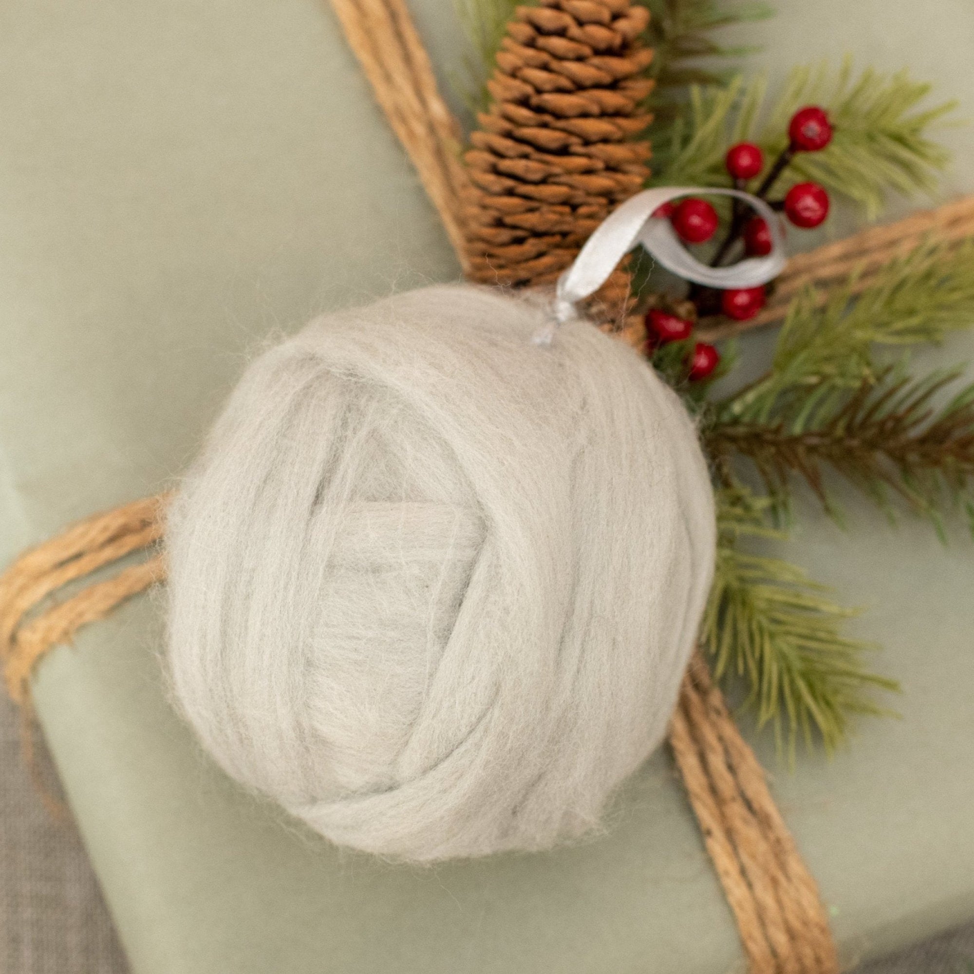 Light Grey Homespun Yarn Ball Ornament