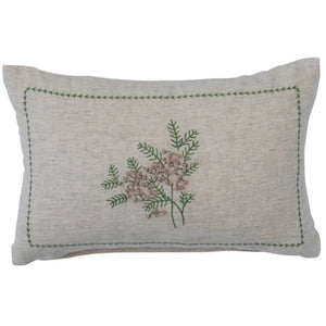 Linen Holiday Botanical Lumbar Pillow