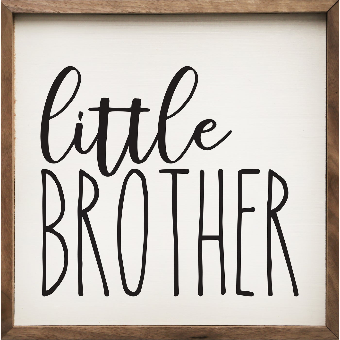 Little Brother White Wood Framed Print