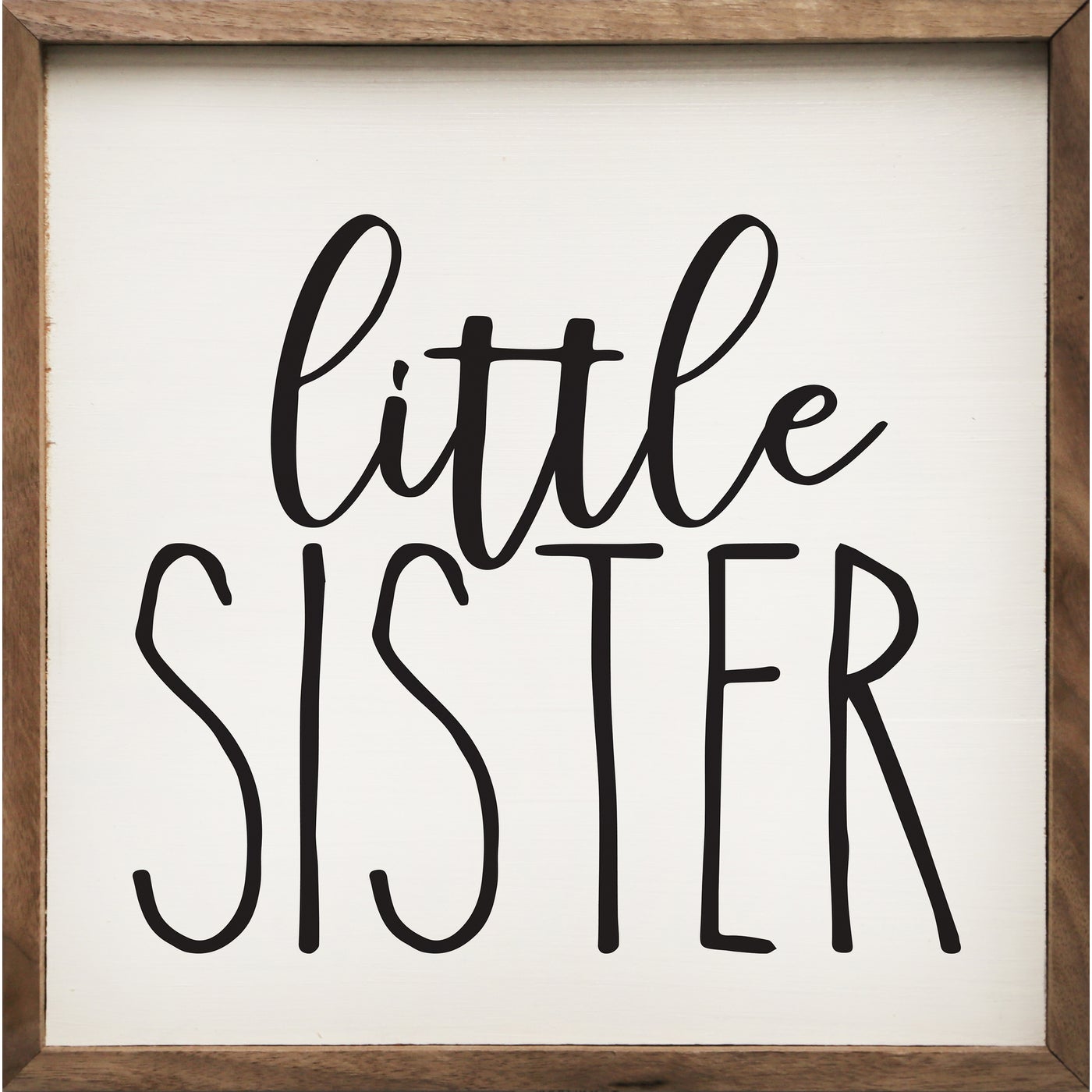 Little Sister White Wood Framed Print