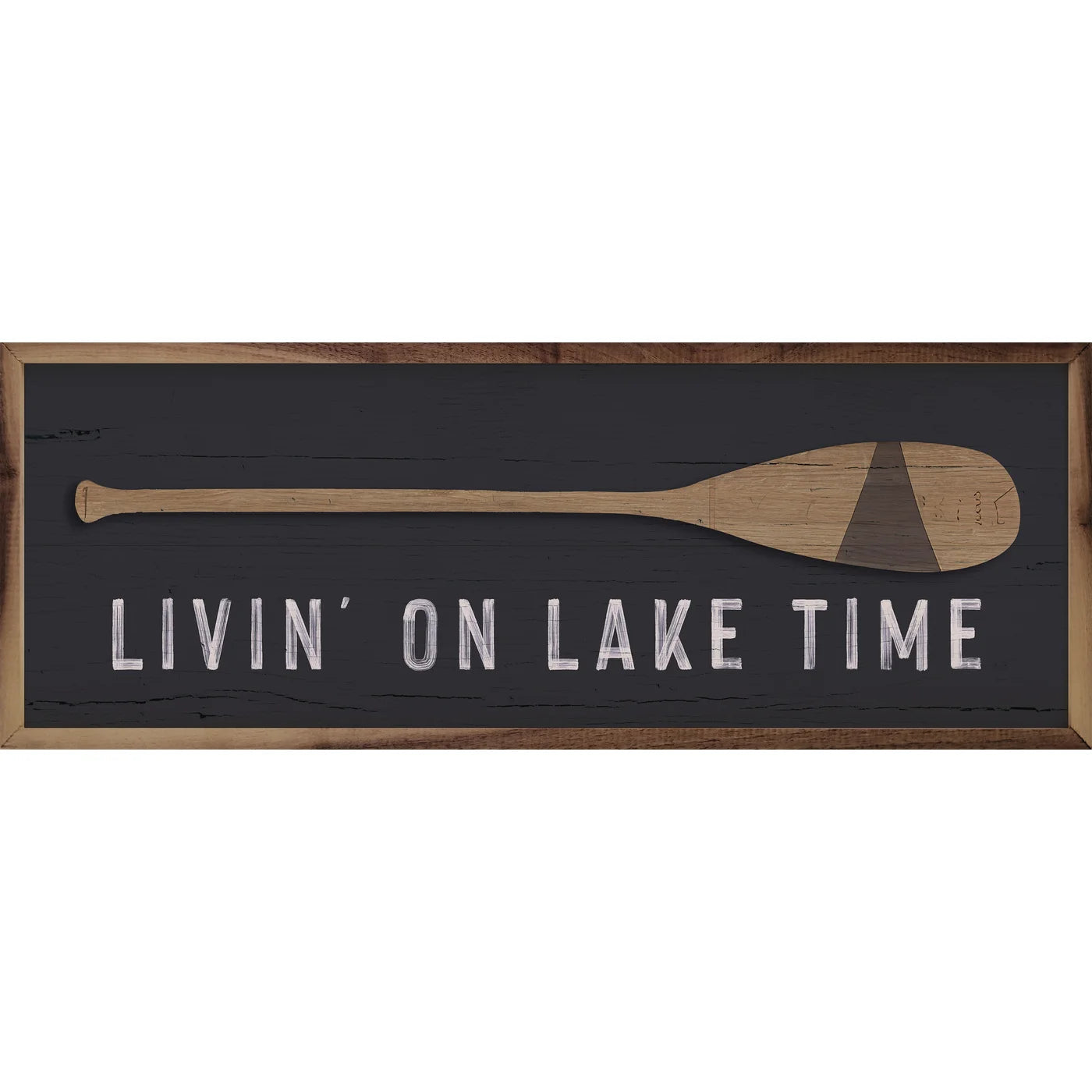Living On Lake Time Oar Wood Framed Print