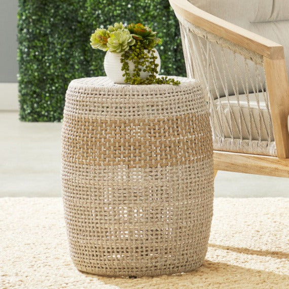 Loom Taupe Stripe Accent Table