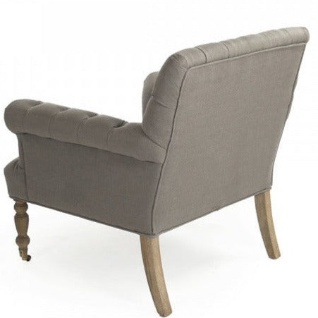 Lorraine Grey Linen Tufted Arm Chair