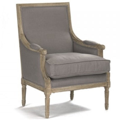 Louis Grey Linen Club Chair