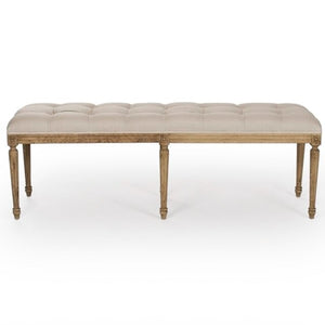 Louis Natural Linen Tufted Bench
