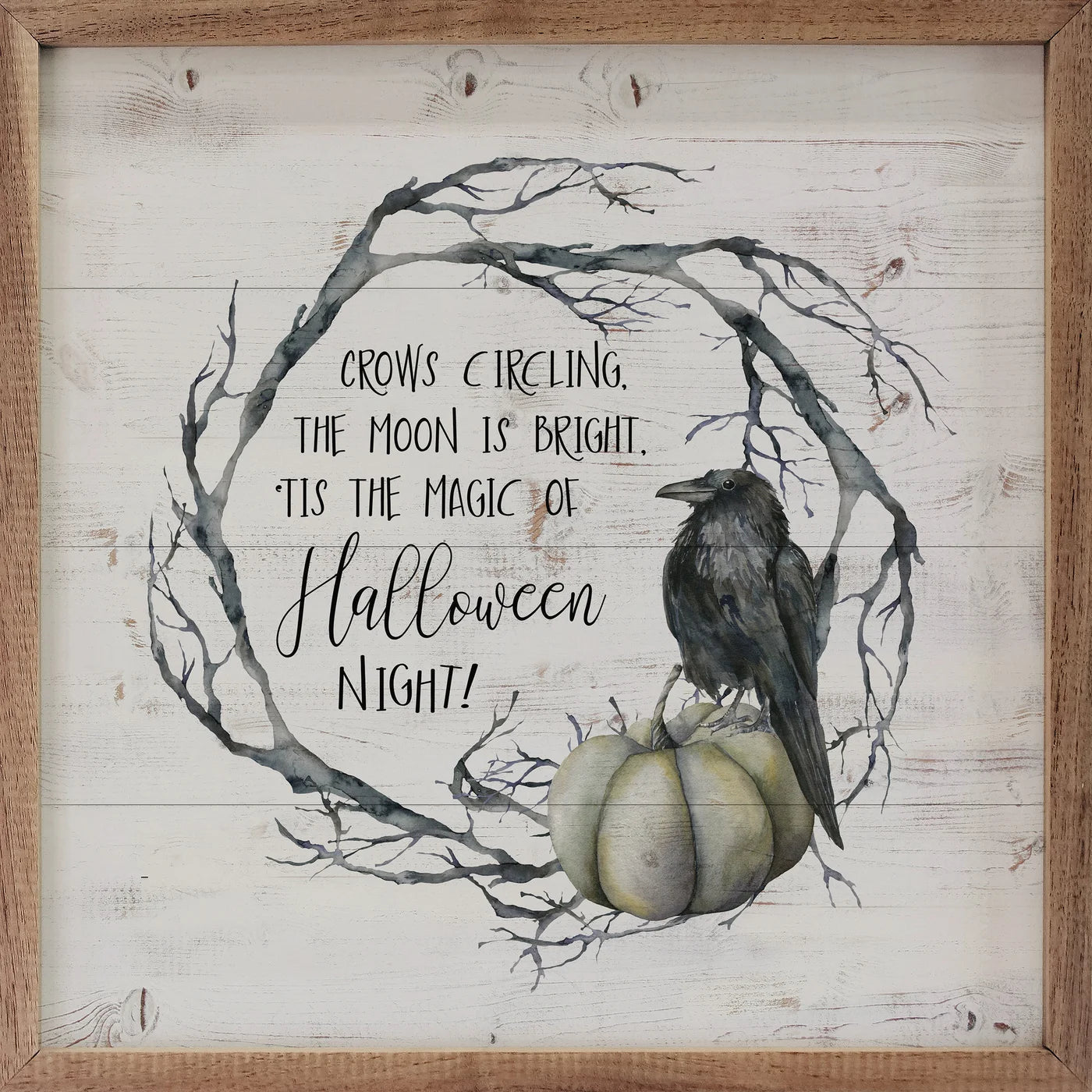 Magic Of Halloween Night Whitewash Wood Framed Print