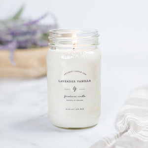 Mason Jar Lavender Vanilla Candle 16oz