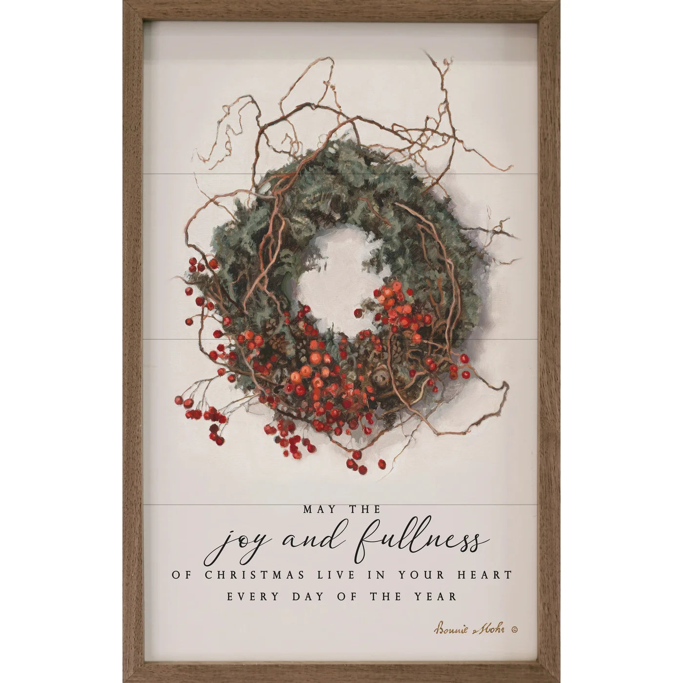 May The Joy And Fullness Wreath Wood Framed Print