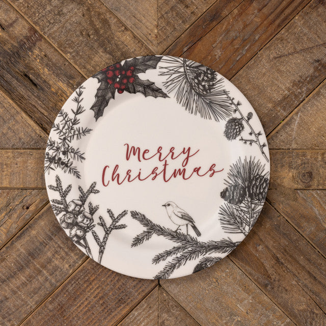 Merry Christmas Pinecone Plate