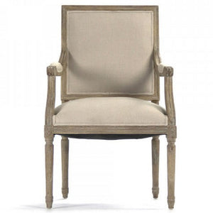 Natural Linen Louis Arm Chair
