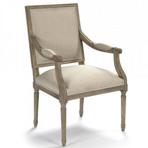 Natural Linen Louis Arm Chair