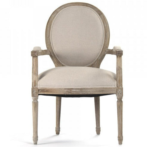 Natural Linen Medallion Arm Chair