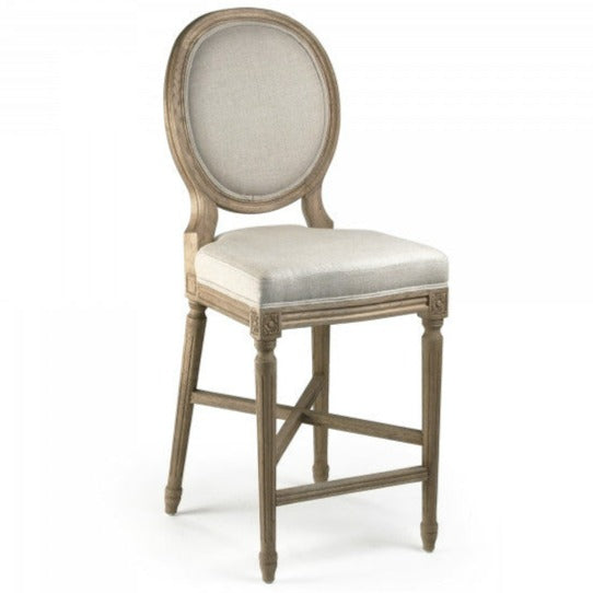 Natural Linen Medallion Counter Stool