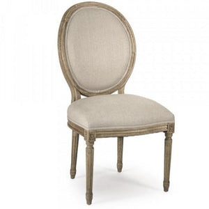 Natural Linen & Oak Medallion Side Chair