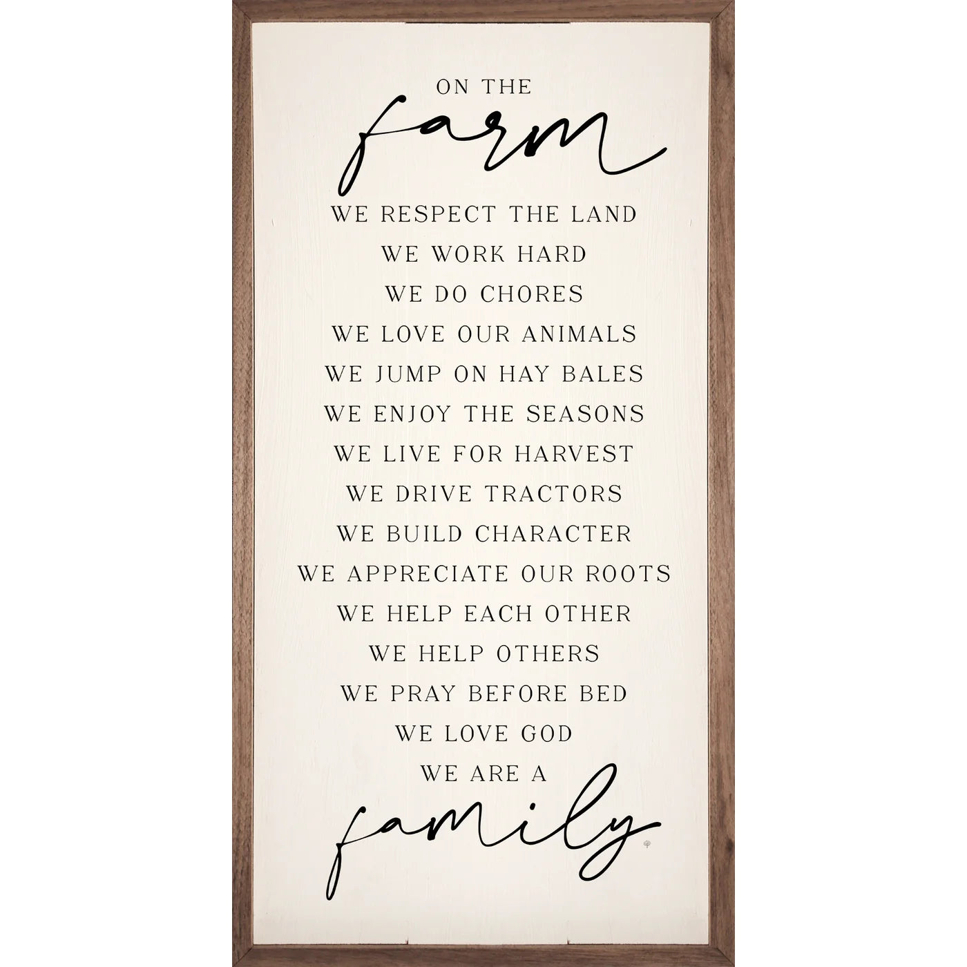 On The Farm We Are Family Wood Framed Print