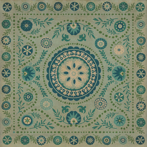 Pattern 38 Boho Blue Vinyl Floor Cloth