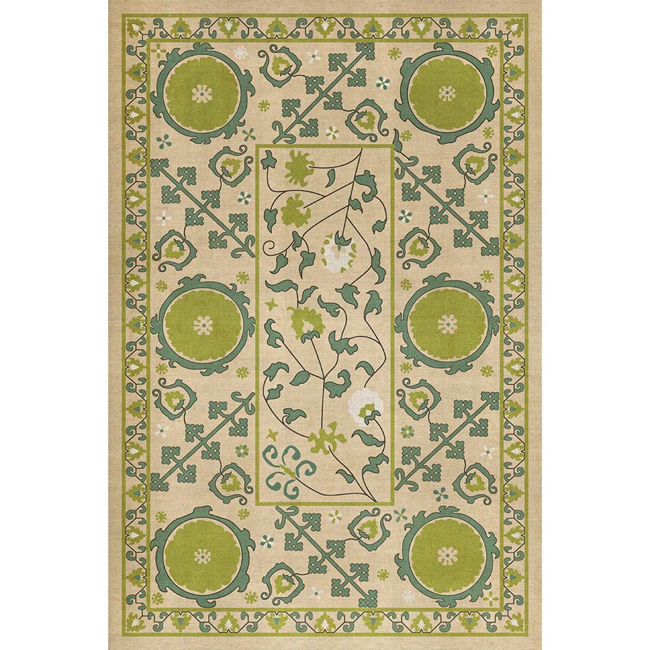 Persian Bazaar Samarkand Yashil Vinyl Floor Cloth