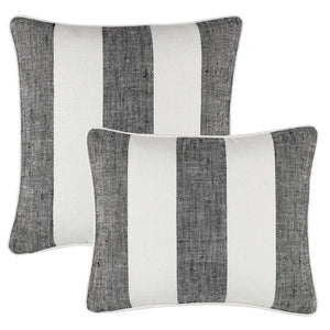 Pine Cone Hill Awning Stripe Black Indoor/Outdoor Pillow