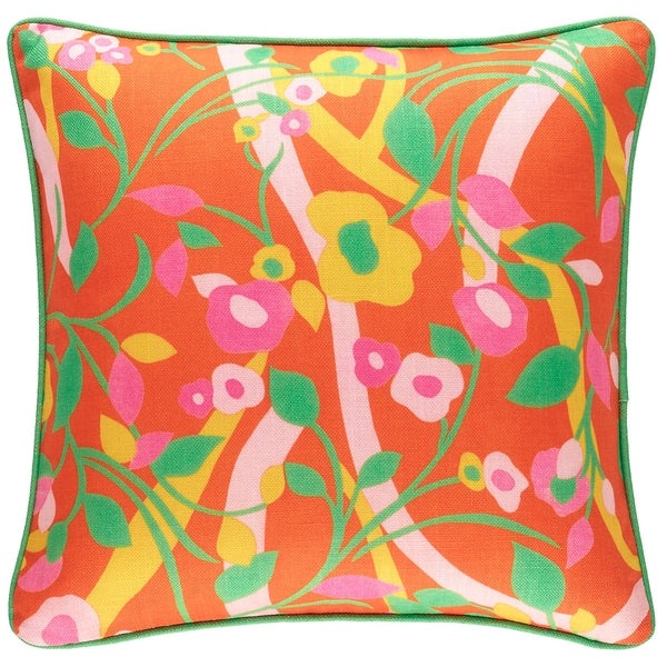 Pine Cone Hill Bright Floral Orange Indoor/Outdoor Decorative Pillow