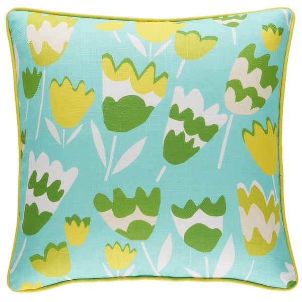 Pine Cone Hill Happy Tulips Aqua Indoor/Outdoor Decorative Pillow