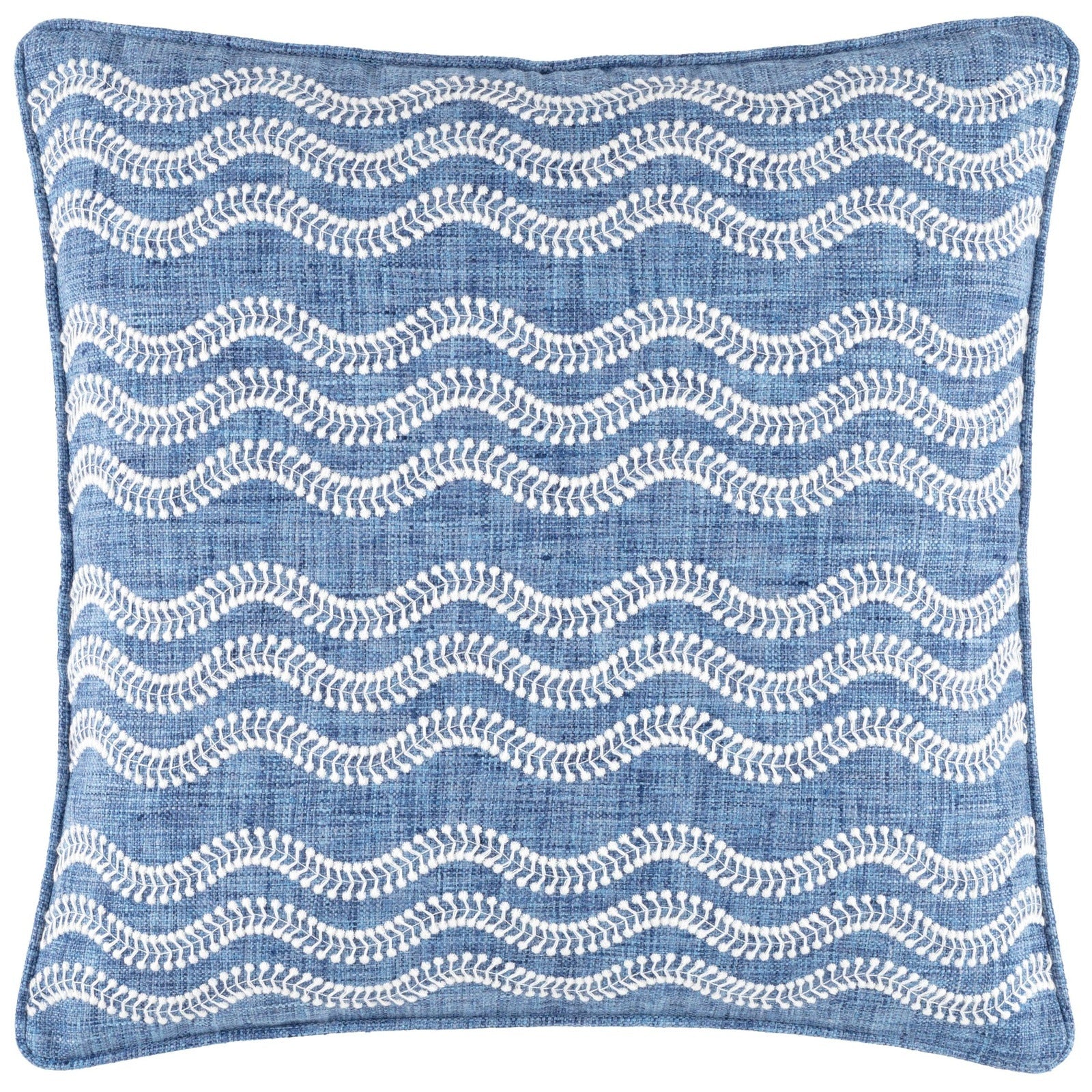Pine Cone Hill Scout Embroidered French Blue Indoor/Outdoor Pillow