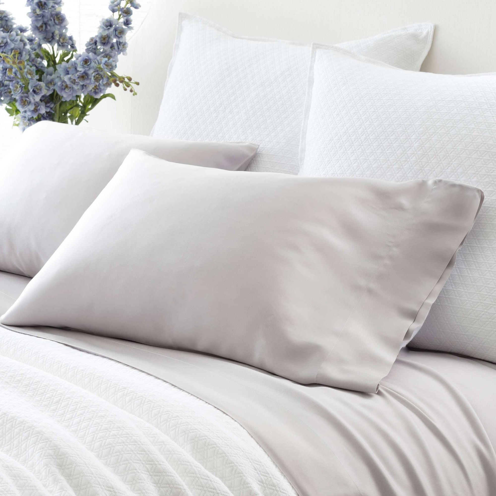 Pine Cone Hill Silken Solid Grey Pillowcase Set