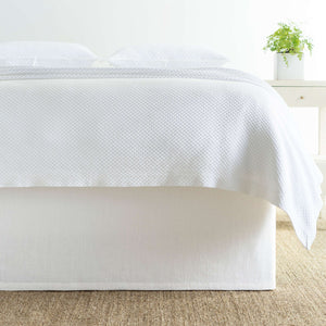 Pine Cone Hill Stone Washed Linen White Tailored Paneled Bed Skirt